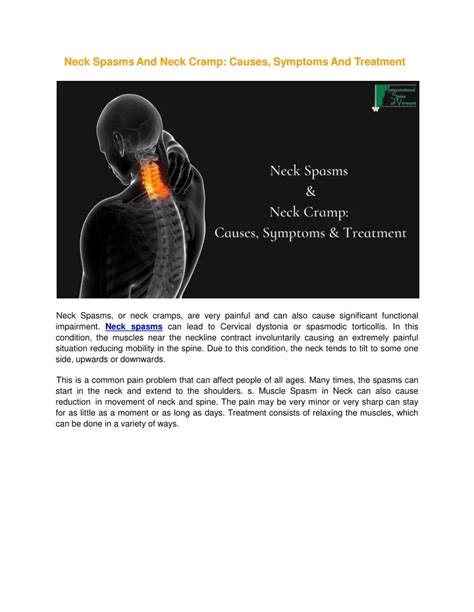 Ppt Neck Spasms And Neck Cramp Causes Symptoms And Treatment