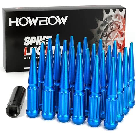 M14x15 Spike Lug Nuts Set Of 24 Blue Spline Spiked Lug