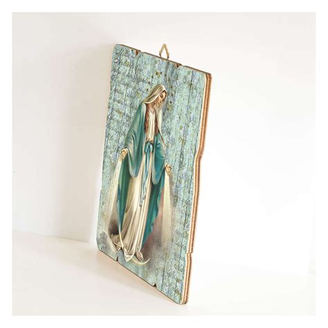 Quadro Legno Sagomato Gancio Retro Madonna Miracolosa Vendita Online