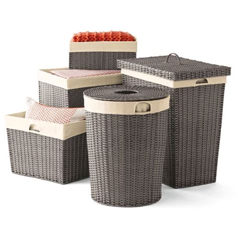 Grey Montauk Rectangular Hamper The Container Store Bathroom