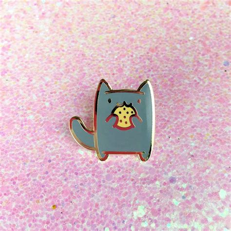 Cookie Kitten Lapel Pin The Pink Samurai Cat Enamel Pin Enamel