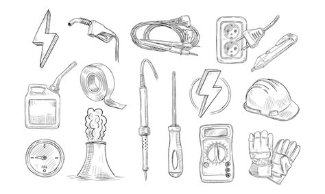 Premium Vector | Electricity handdrawn collection
