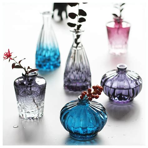 Europe Crystal Glass Vase Mini Delicate Exquisite Color Thick Small Vases Hydroponics Vase Dried