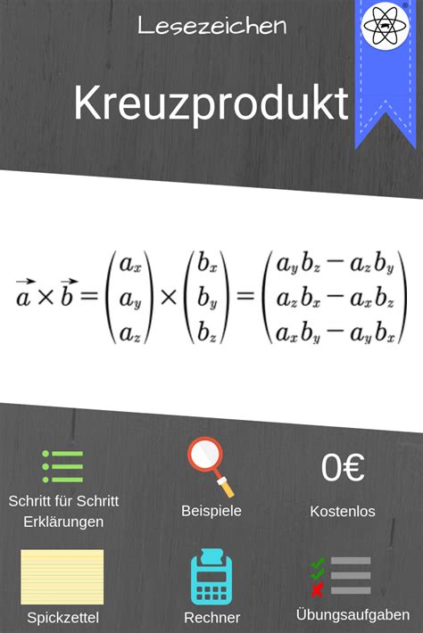 Lesezeichen Zur Erkl Rung Des Kreuzprodukts Einfach Mathe Lernen Mit