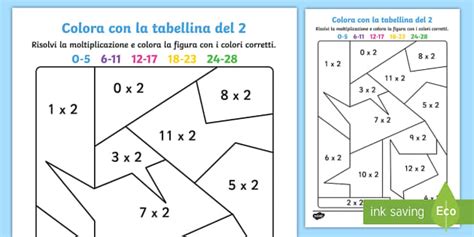 Colora con la tabellina del 2 Attività Twinkl