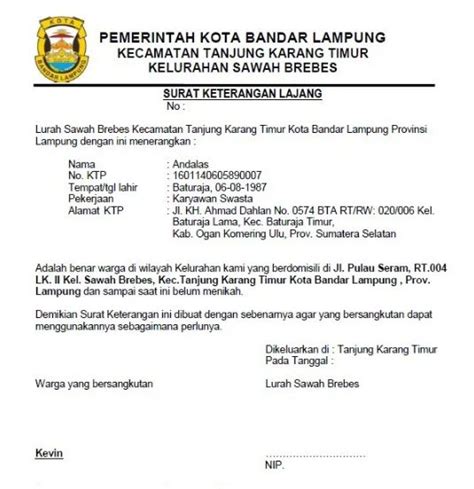 Detail Surat Pengantar Kelurahan Koleksi Nomer 48