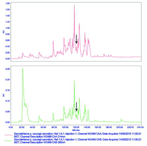 Reverse Phase HPLC Chromatogram Of Lyophilized Skin Secretion Of