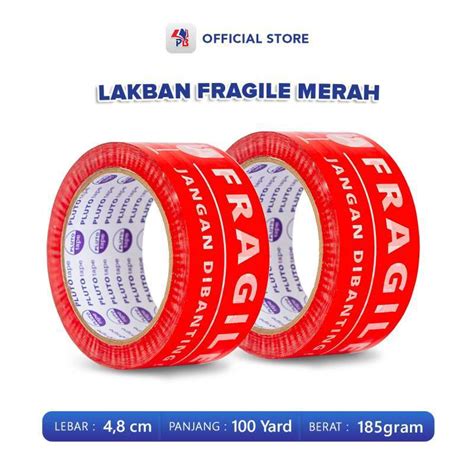 Jual Lakban Fragile Warna Merah Putih Beling Isolasi Jangan Di