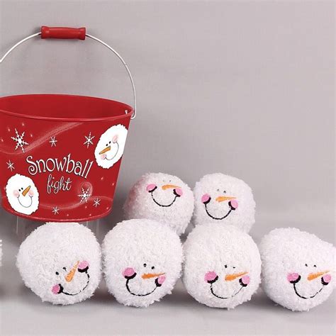 Brand New Indoor Snowball Fight Kit With 6 Soft Snowballs And Red Metal