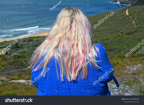 Long Blonde Hair Woman Who Sitting Stock Photo Shutterstock