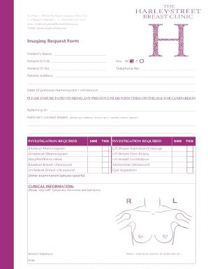 Fillable Online Theharleystreetbreastclinic Co Imaging Request Form