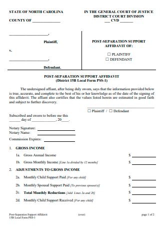 Sample Affidavit Of Separation In Pdf Ms Word