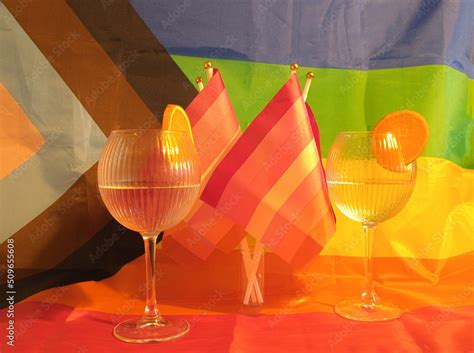 Gay Pride With Flags Celebration With Gin And Tonic Stock Photo Adobe Stock