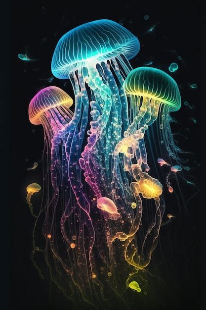 Premium Ai Image A Rainbow Jellyfish Is A Beautiful Piece Of Art