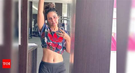 Hina Khan flaunts her midriff after workout; shares how she is getting back to being fit - Times ...