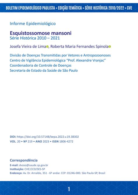 Pdf Esquistossomose Mansoni