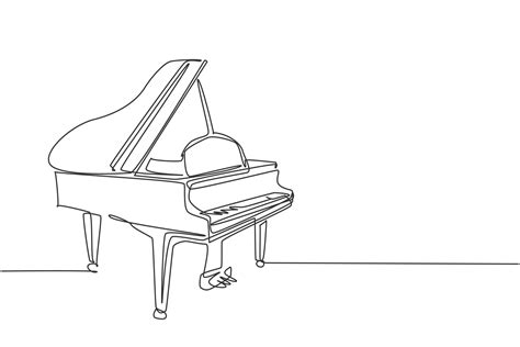 One Continuous Line Drawing Of Luxury Wooden Grand Piano Classical