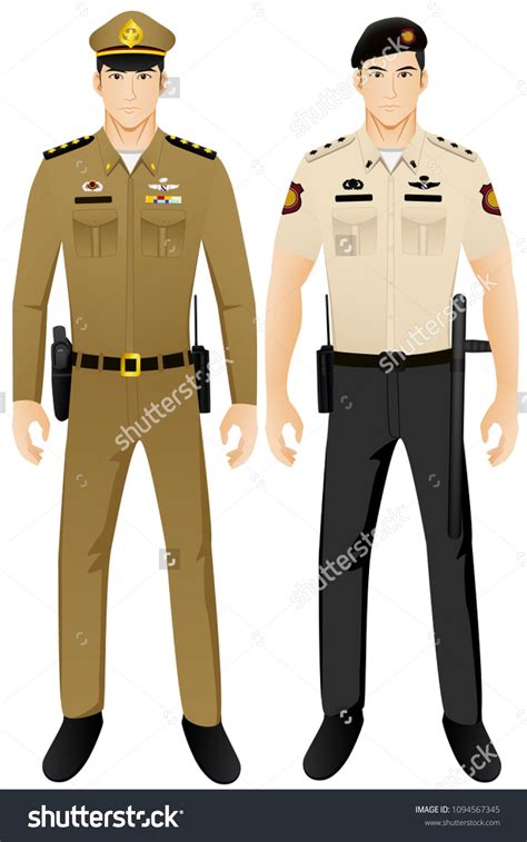 Thai Prison Officer Uniform Graphic Vector: เวกเตอร์สต็อก (ปลอดค่า ...