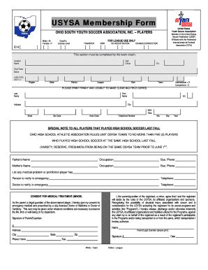 Fillable Online Usysa Membership Form Webs Fax Email Print Pdffiller