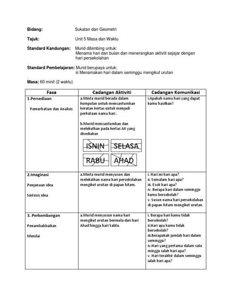 PDF 4 Masa Dan Waktu Kssr Lesson Plan DOKUMEN TIPS