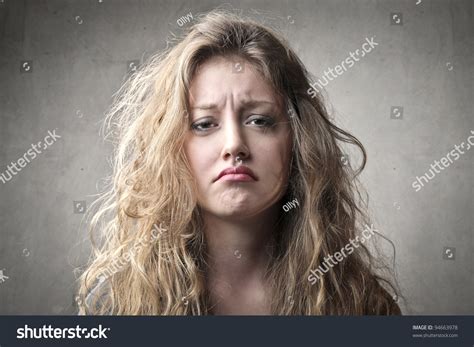 Beautiful Woman Sad Expression Stock Photo 94663978 Shutterstock