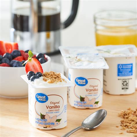 Great Value Original Vanilla Lowfat Yogurt 6 Oz 4 Count