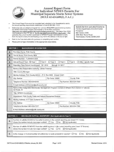 Fillable Online Polk Wateratlas Usf Annual Report Form For Individual