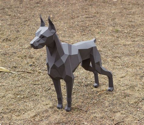 Papercraft 3D DOBERMAN NEW Real Size Pepakura Pdf Template Low ...