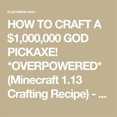 How To Craft A God Pickaxe Overpowered Minecraft