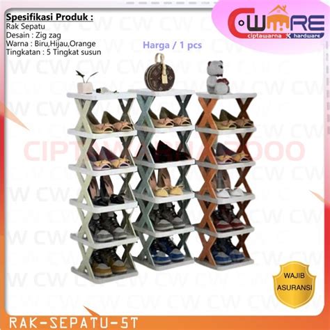 Jual Rak Sepatu Plastik Tempat Susun Sepatu Zig Zag Tingkat Nats