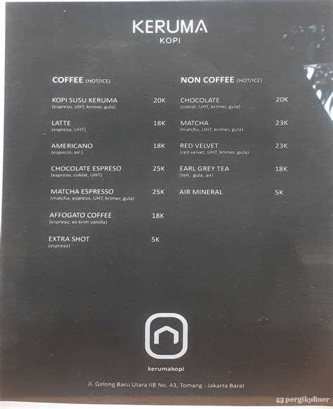 Selalu Diperbarui Menu Keruma Kopi Tomang