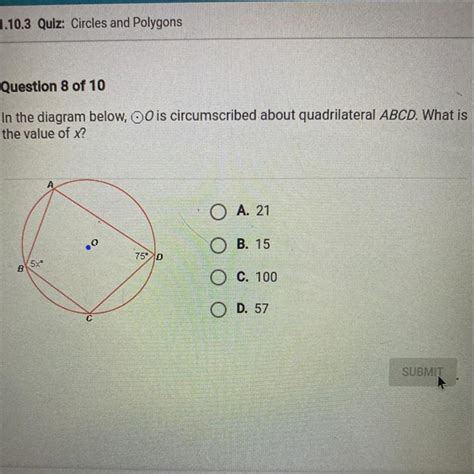 In The Diagram Below O Is Circumscribed About Quadrilateral ABCD What