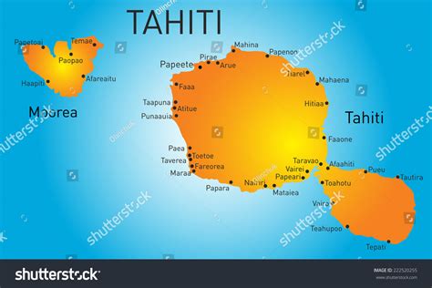 Vector Color Map Tahiti Stock Vector 222520255 Shutterstock