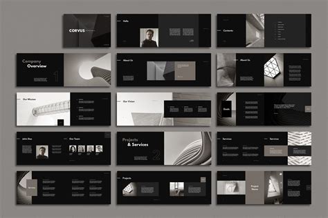 Minimalist Architecture Brochure Template With Dark Theme, Landscape ...