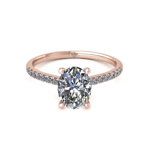 18K ROSE GOLD 4 PRONGS OVAL CUT DIAMOND ENGAGEMENT RING WITH WHISPER