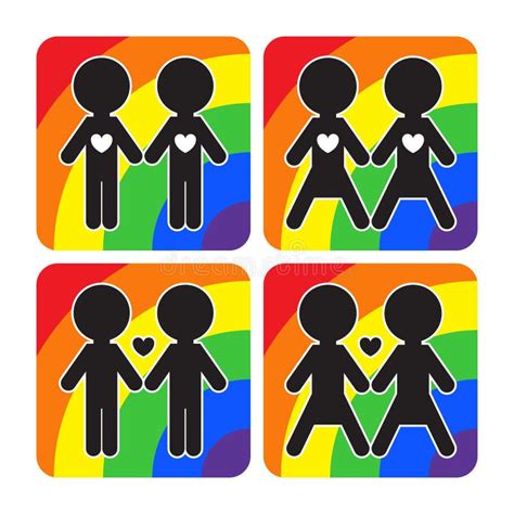 Gay And Lesbian Couples Vector Icons Set Stock Vector Illustration