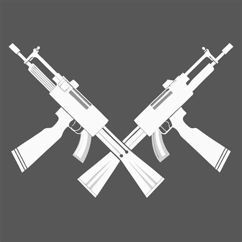 Two Crossed Assault Rifles Vector Design Tactical Emblem Premium Ai