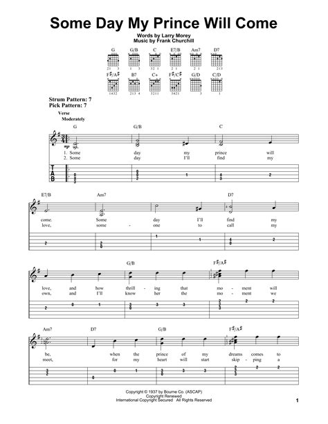 Some Day My Prince Will Come By Larry Morey Easy Guitar Tab Guitar