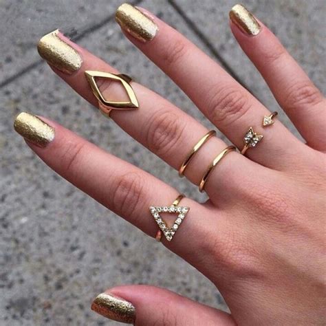 Pcs Crystal Women Knuckle Rings Set Stacking Gold Geometry Triangle