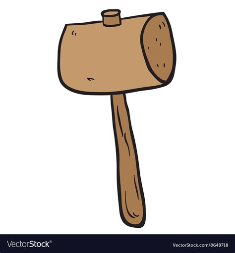 Freehand Drawn Cartoon Wooden Mallet Royalty Free Vector