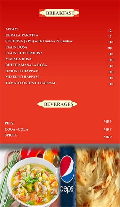 Menu Of Taste Of Kerala Dwarka Delhi Dineout