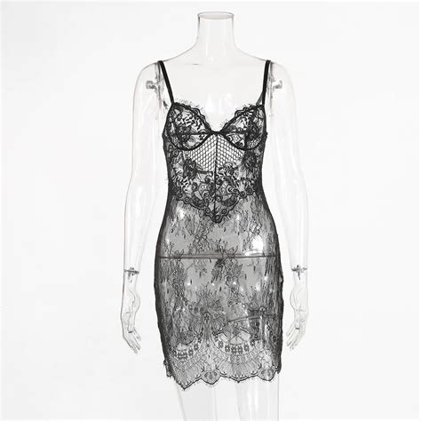 Amazon Hot Sales See Through Sleeveless Lace Lingerie Sexy Hot Transparent Babydoll For Women