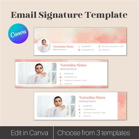 The Email Signature Template Is Shown In Three Different Colors