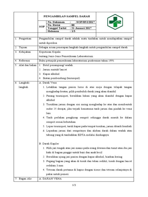 Sop Pengambilan Sampel Darah Pdf