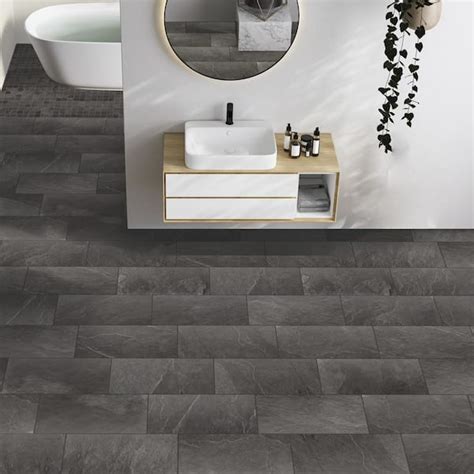 Sediment Slate Black In X In Square Matte Porcelain Floor And