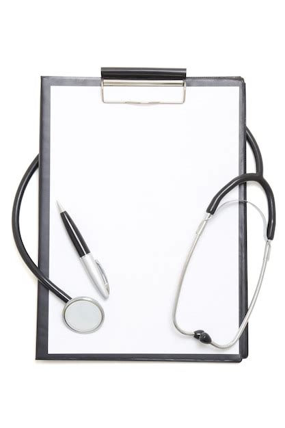 Premium Vector Clipboard Blank Sheet Of Paper And Stethoscope