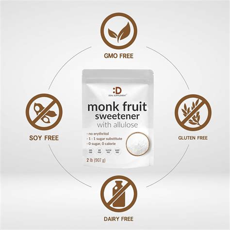 Monk Fruit Sweetener With Allulose 2lbs No Erythritol 1 1 Sugar Substitute No Aftertaste