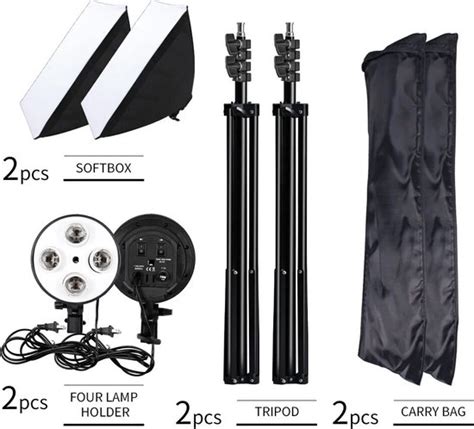 Softbox Lichtbak Statief Verlichting Kit 4 Lamp Fotografie Flash