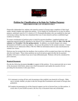 Fillable Online Petition For In State Tuition Form Fax Email