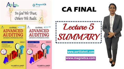 Ca Final Audit Summary Lecture New Syllabus Ca Aarti N